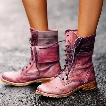 Retro European And Beautiful Shoes Lace Up Two-Wear Short Boots women shoes