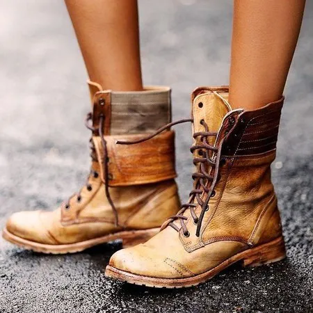 Retro European And Beautiful Shoes Lace Up Two-Wear Short Boots women shoes