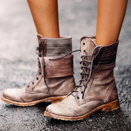 Retro European And Beautiful Shoes Lace Up Two-Wear Short Boots women shoes