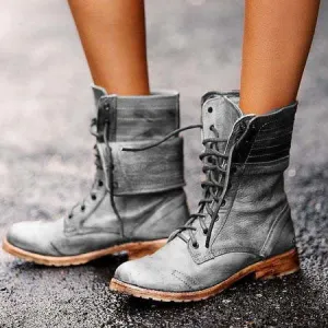 Retro European And Beautiful Shoes Lace Up Two-Wear Short Boots women shoes