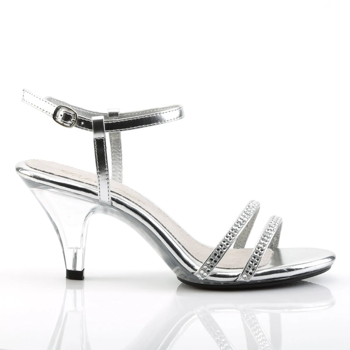 Silver Rhinestone Sandal with 3-inch Clear Heel BELLE-316
