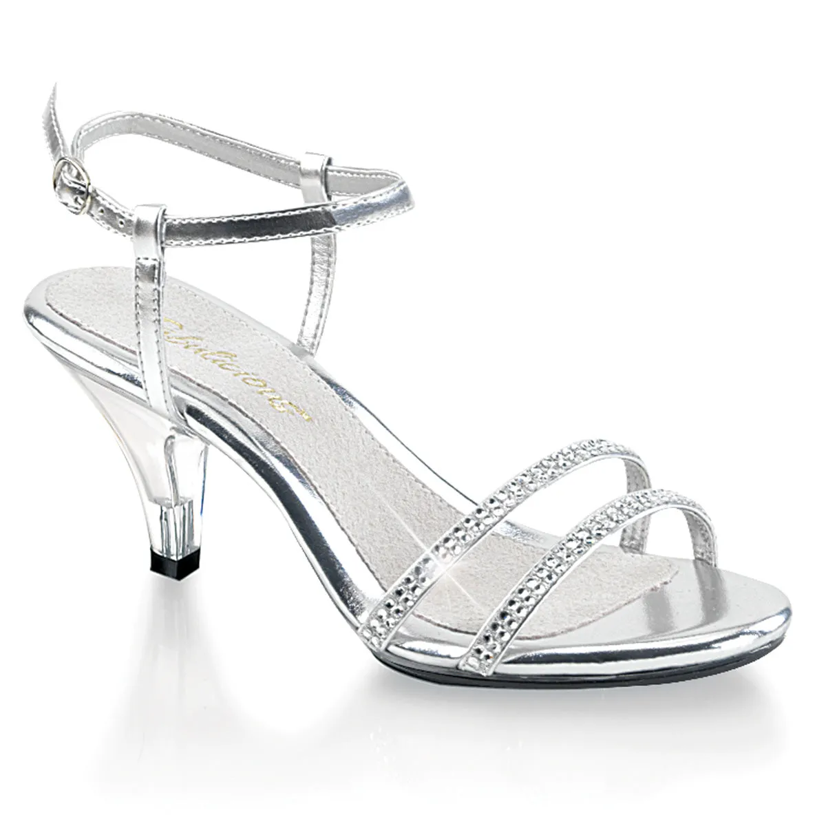 Silver Rhinestone Sandal with 3-inch Clear Heel BELLE-316
