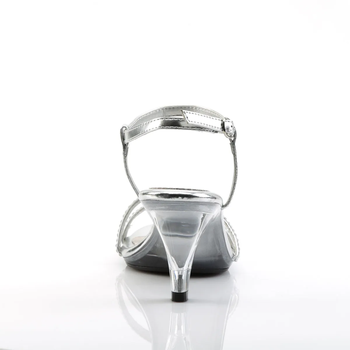 Silver Rhinestone Sandal with 3-inch Clear Heel BELLE-316