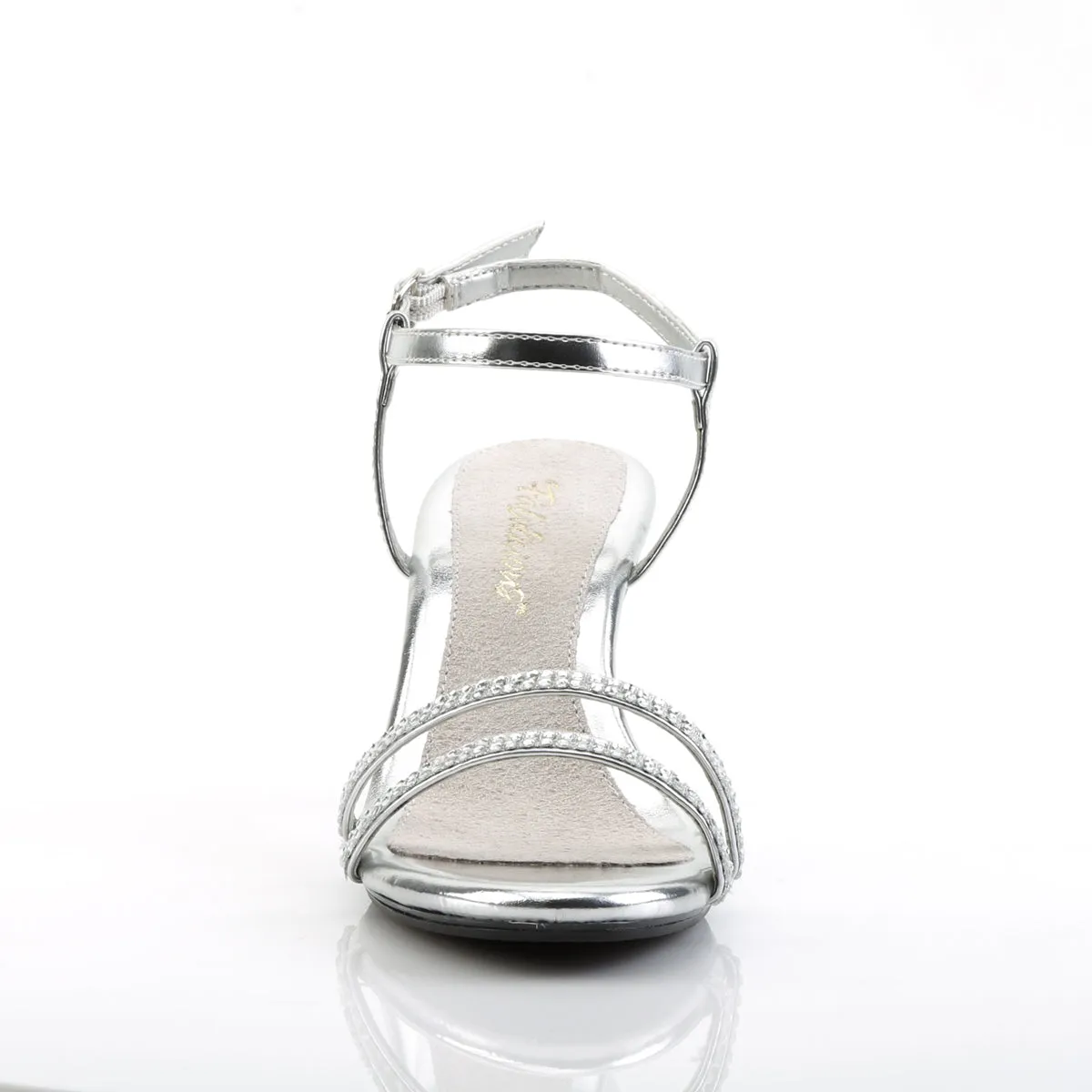 Silver Rhinestone Sandal with 3-inch Clear Heel BELLE-316