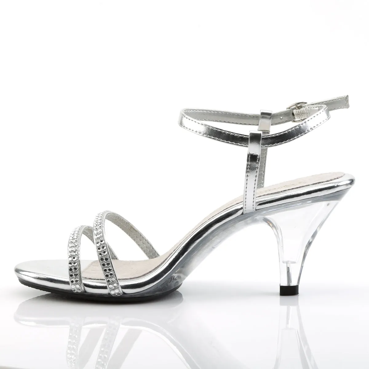 Silver Rhinestone Sandal with 3-inch Clear Heel BELLE-316