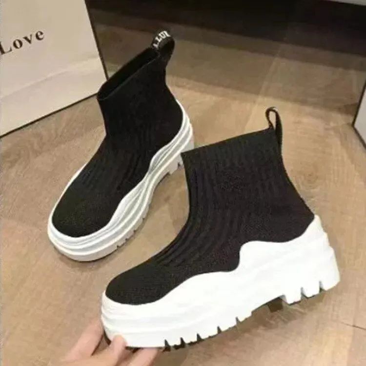 Size 36-43 Women Winter Boots Outdoor fur Keep Warm Socks Shoes Female Flock Boots Solid Casual Boots 569