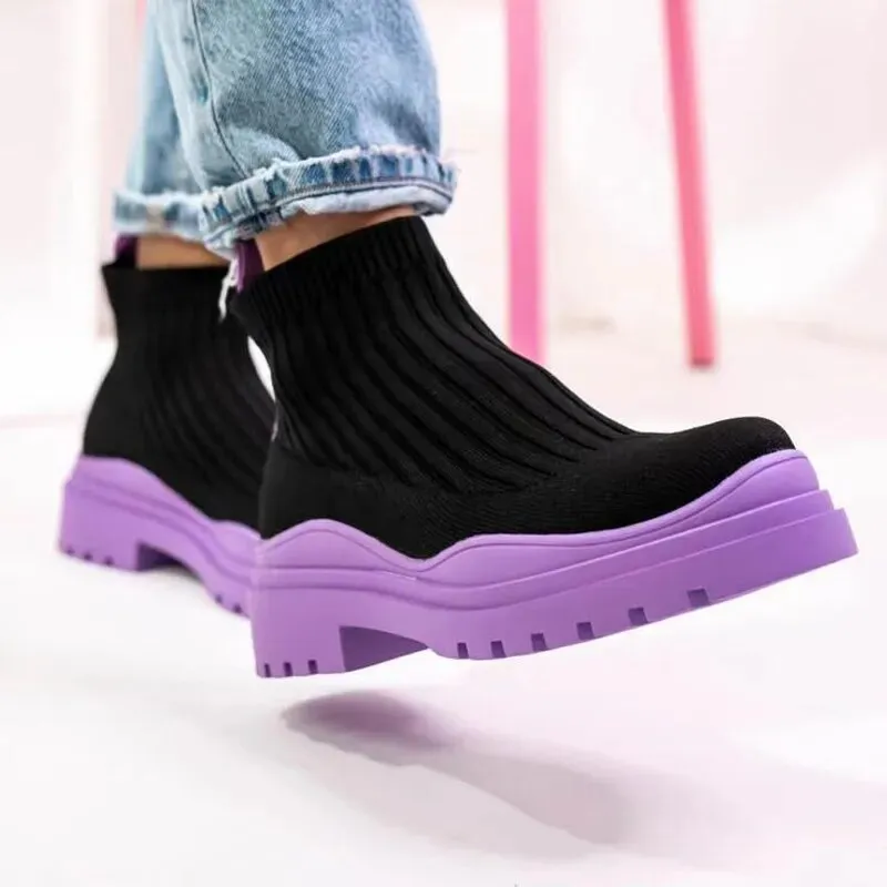 Size 36-43 Women Winter Boots Outdoor fur Keep Warm Socks Shoes Female Flock Boots Solid Casual Boots 569