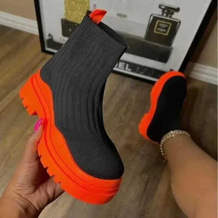 Size 36-43 Women Winter Boots Outdoor fur Keep Warm Socks Shoes Female Flock Boots Solid Casual Boots 569
