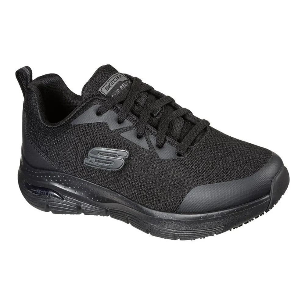 SKECHERS ARCH FIT SLIP RESISTANT OXFORD BLACK - WOMENS