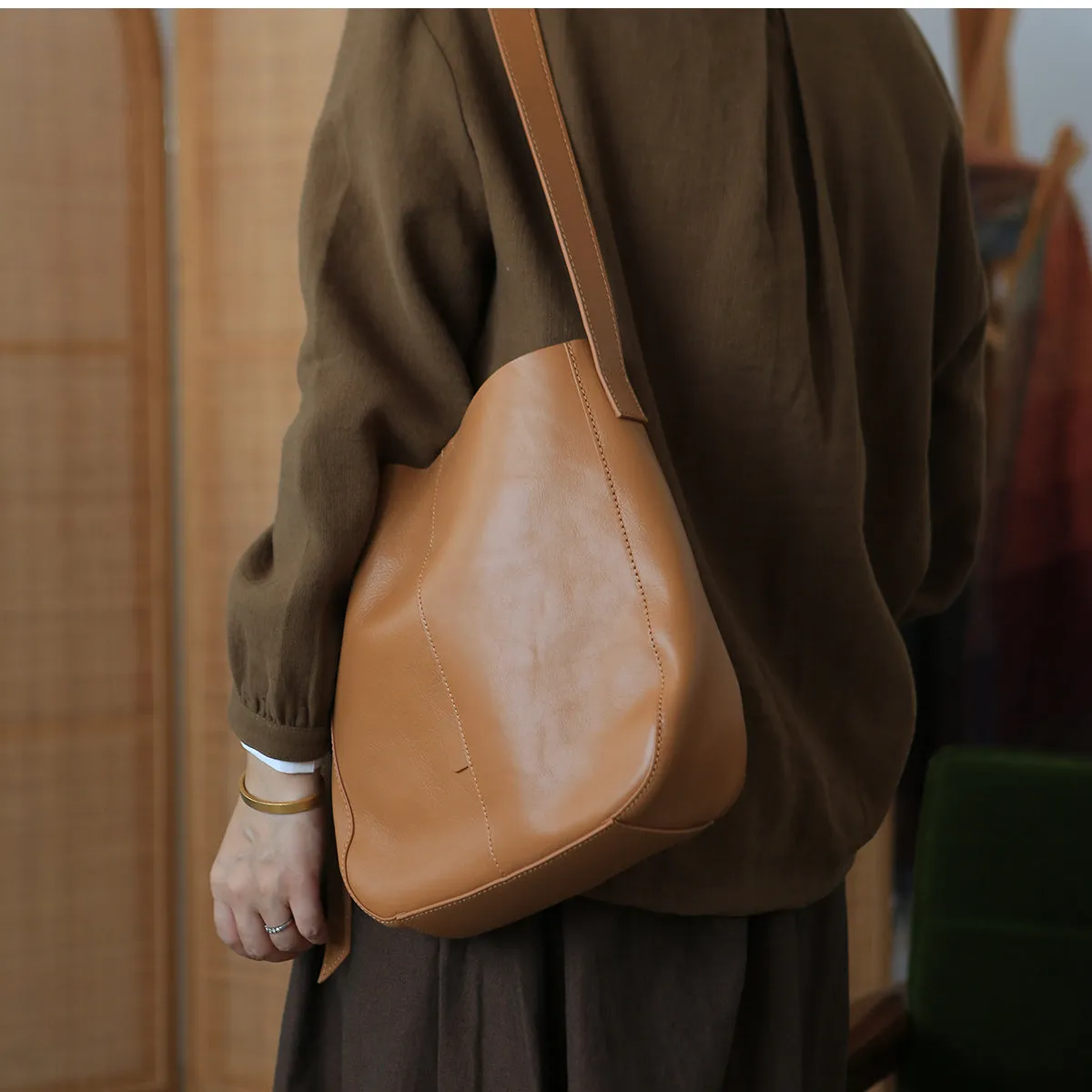 Stylish Women's Genuine Leather Tote Bags Black Leather Shoulder Bag