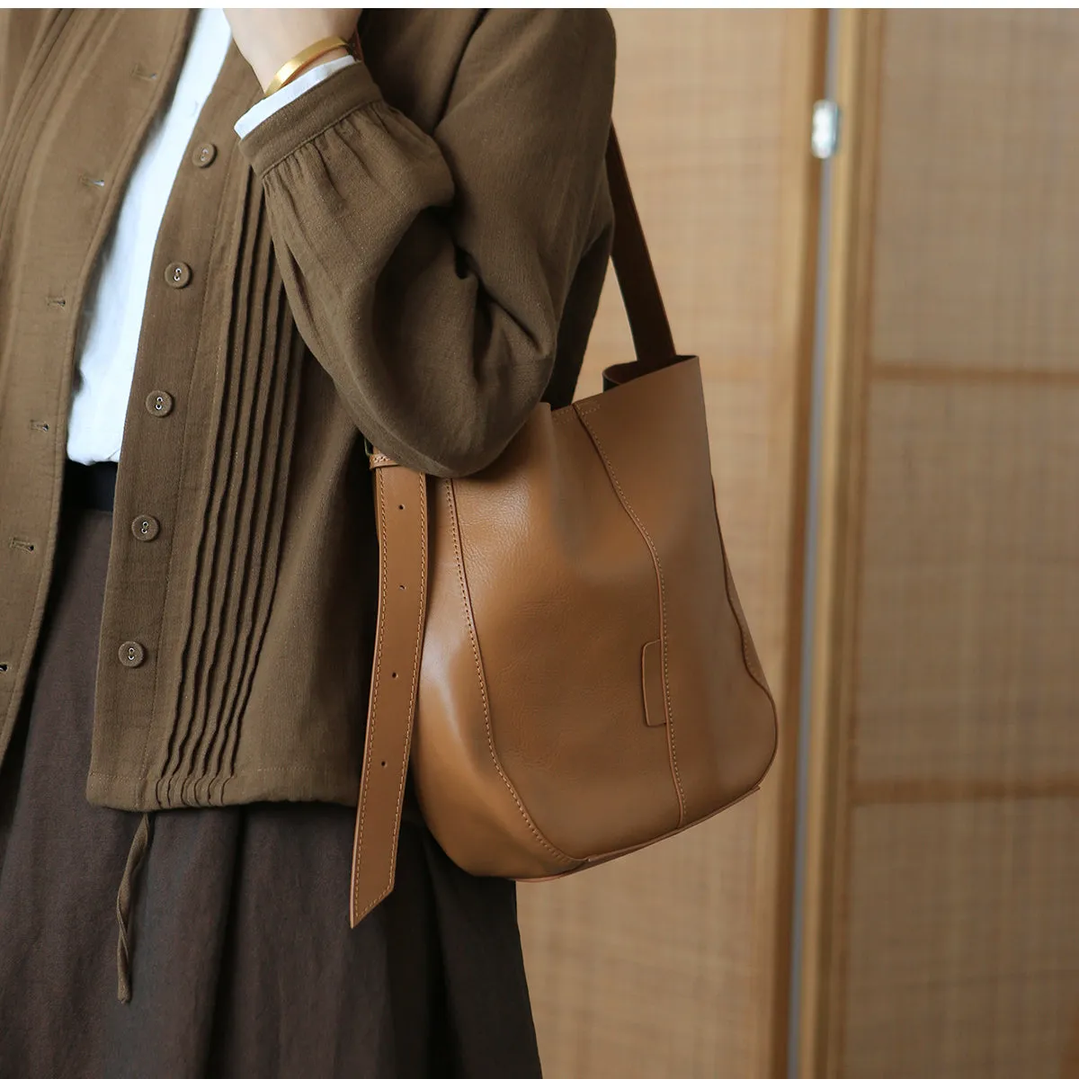 Stylish Women's Genuine Leather Tote Bags Black Leather Shoulder Bag