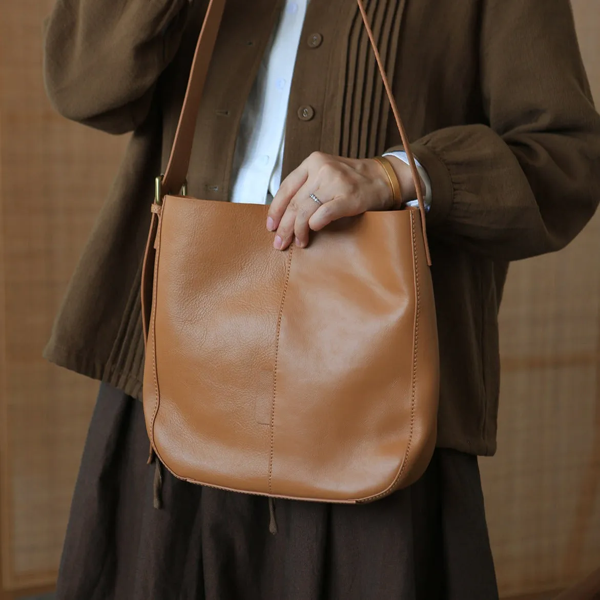 Stylish Women's Genuine Leather Tote Bags Black Leather Shoulder Bag