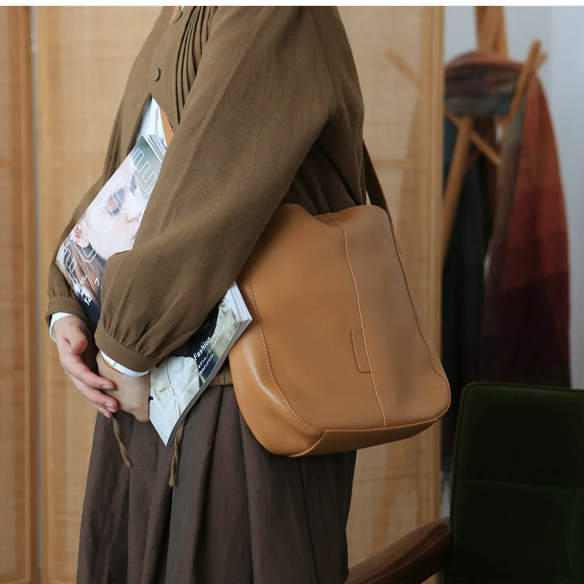 Stylish Women's Genuine Leather Tote Bags Black Leather Shoulder Bag