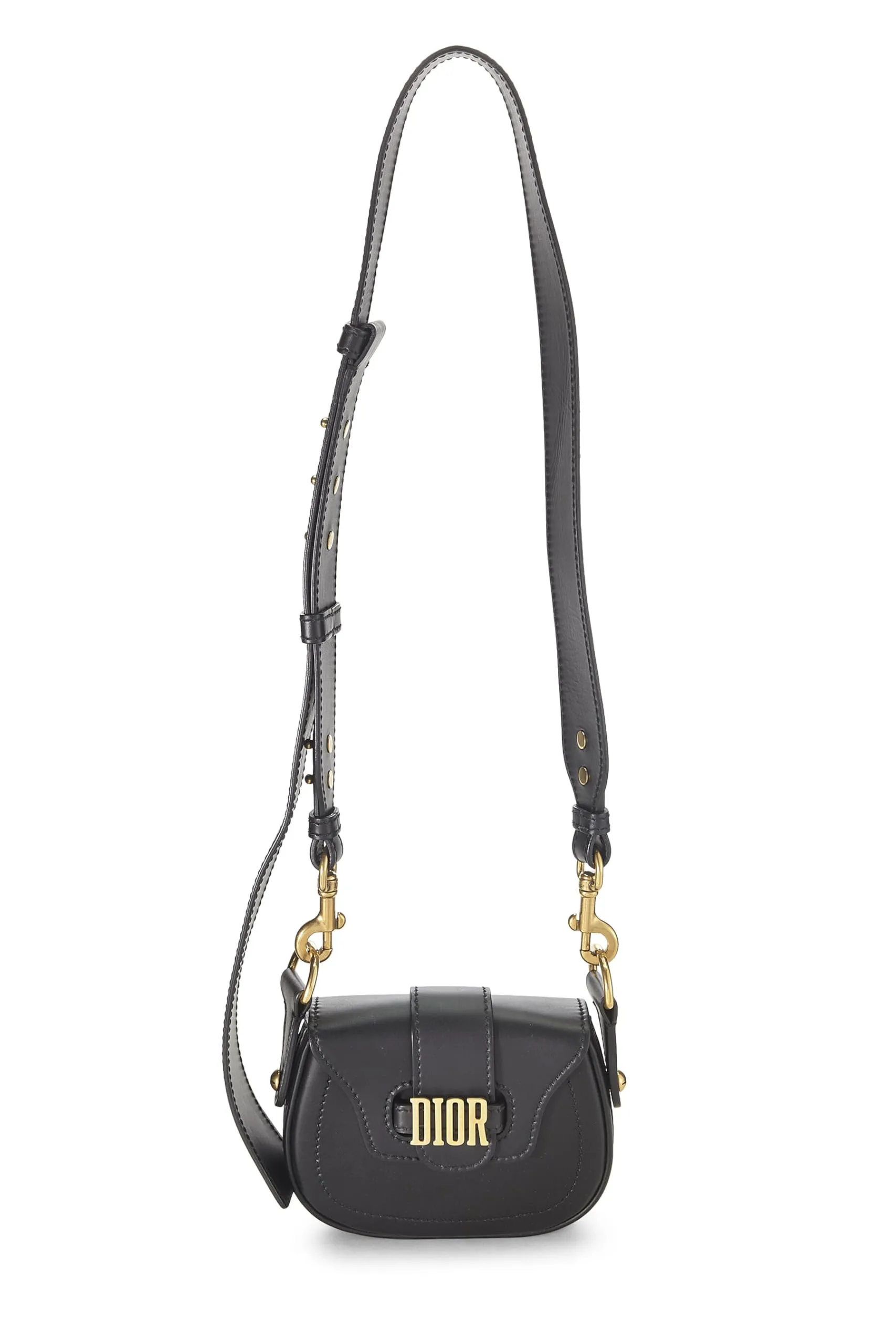 Trendy Inspired Dior,  Black Calfskin D-fence Saddle Mini, Black