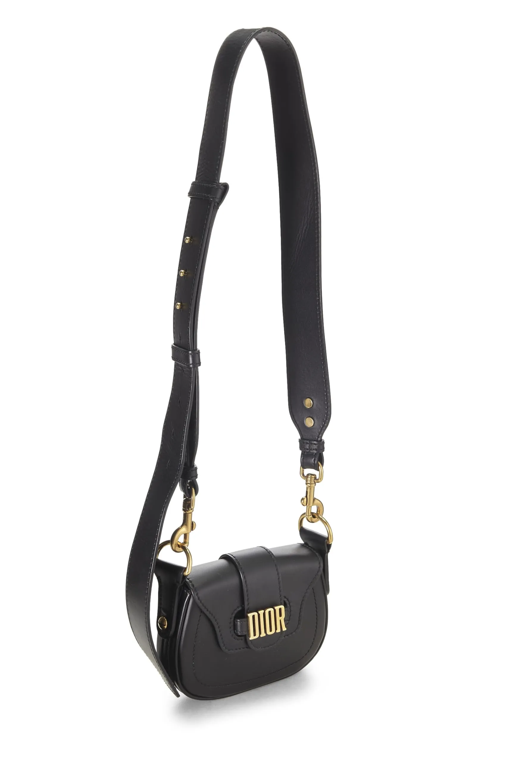 Trendy Inspired Dior,  Black Calfskin D-fence Saddle Mini, Black