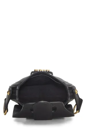 Trendy Inspired Dior,  Black Calfskin D-fence Saddle Mini, Black