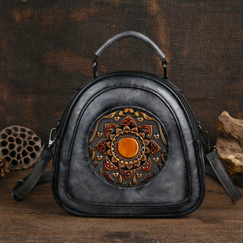 Vintage Handmade Embossed Leather Women Handbags