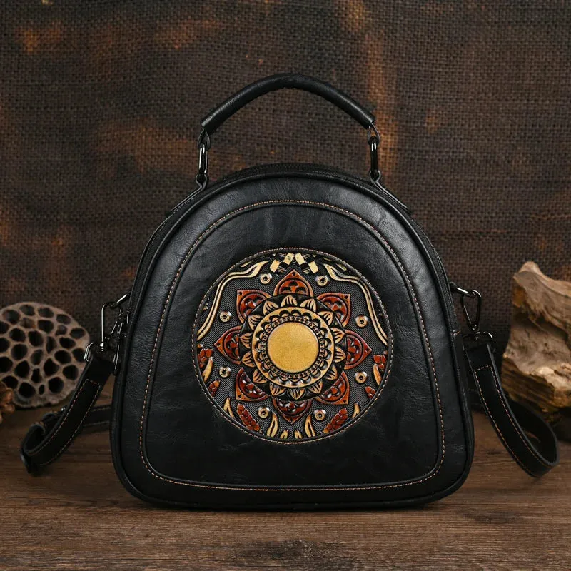 Vintage Handmade Embossed Leather Women Handbags