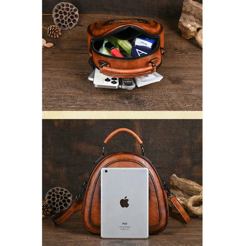 Vintage Handmade Embossed Leather Women Handbags